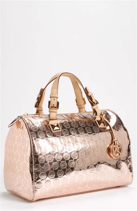 michael kors rose gold metallic purse|michael kors gold handbag sale.